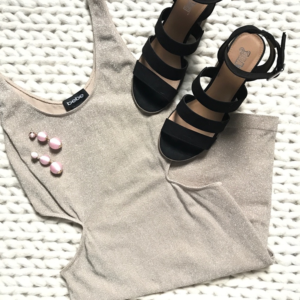 NWT! Sexy Gold Bebe Cut Out Tank Dress